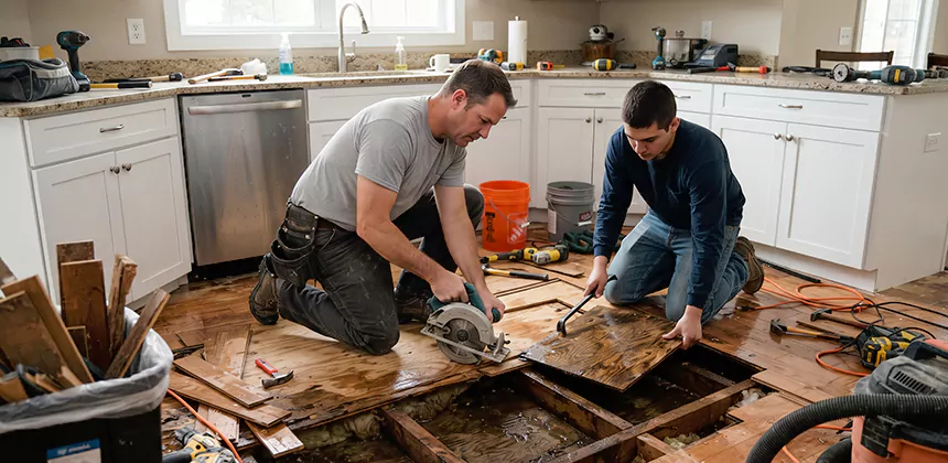 Kitchen Floor Water Damage Repair in Lake Elsinore